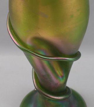 Large Antique Hand Blown Rindskopf Czech Bohemian Art Glass Vase w/ Snake,  NR 7