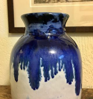 Fulper Vase Glazed With Blue Flambe Over Matte Oyster Arts & Crafts 8
