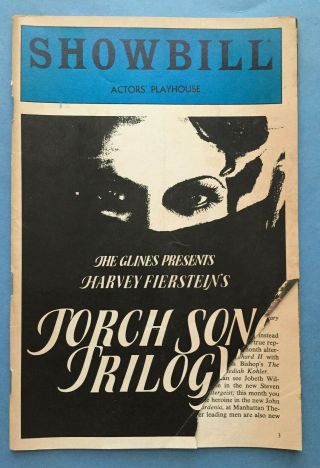Torch Song Trilogy Playbill (may 1982) Harvey Fierstein,  Estelle Getty,  Court