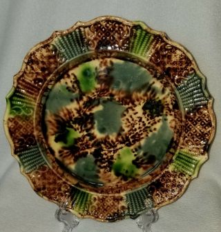 18th Century English Whieldon Type Tortoise Shell Decorated Creamware Plate