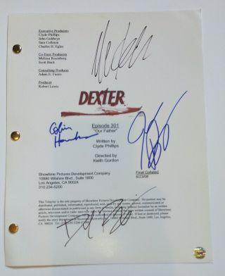 Dexter 4x Hand Signed Script Michael C Hall Julie Benz Colin Hanks