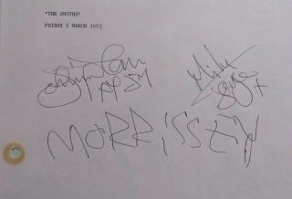The Smiths Morrissey/marr/joyce A4 Autographs Margate March 1985