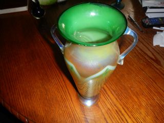 Rick Strini Greenish Art Glass Vase Signed and Dated Strini 98 4