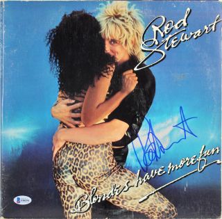 Rod Stewart Signed Blondes Have More Fun Album Cover W/ Vinyl Bas F84191