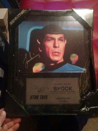 Star Trek Leonard Nimoy Spock Autograph Plaque 524/995 Mib E63 Auto
