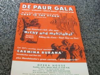 1957 The De Paur Gala.  Chicago Opera House.  6 Page Brochure.  Black Chorus