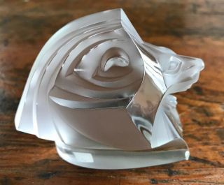 Lalique " Tete De Lion King " Lion Head Crystal Paperweight 1205100 Sculpture