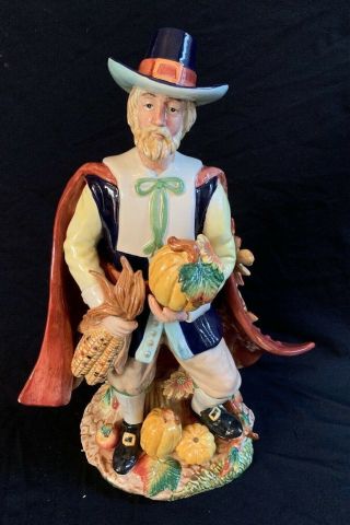 Fitz & Floyd Harvest Heritage Male Figurine Retired 19 " Pilgrim Thanksgiving