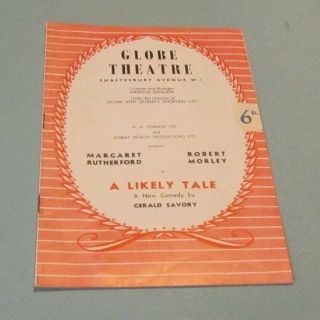 1956 A Likely Tale London Globe Theatre Playbill Program Margaret Rutherford