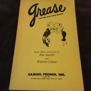 1972 Grease Broadway Musical Script Play Book Sc