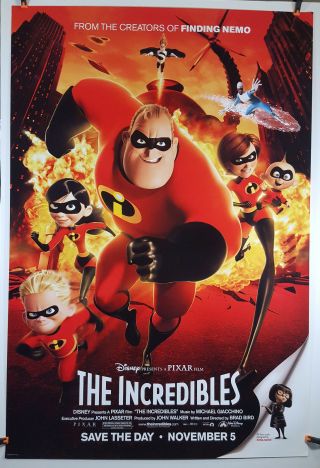 The Incredibles 2004 Movie Poster 27x40 Rolled,  Double - Sided Rare