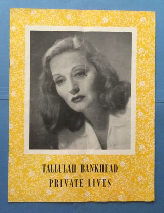 Private Lives Souvenir Program (1948) Tallulah Bankhead