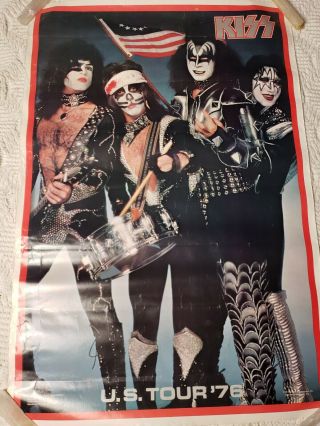 Kiss U.  S.  Tour Vintage Poster 1976 Aucoin Boutwell 23 " X34 " Silver Letters Rare
