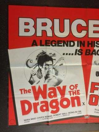 THE WAY OF THE DRAGON & FIST OF FURY Cinema UK Quad Movie POSTER 1972 3