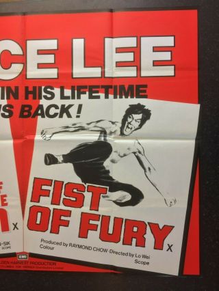 THE WAY OF THE DRAGON & FIST OF FURY Cinema UK Quad Movie POSTER 1972 4