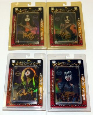 Kiss Band 24kt Gold Signature Card Set In Plastic Packages Authentic Images 1999