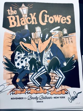 The Black Crowes Bowery Ballroom Poster Ny 11 - 11 - 2019 Autographed Silkscreen 100