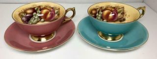[rare] Aynsley Orchard Gold Pair Cup D9.  5 H5.  8 & Saucer D15cm Set Of 2 No Box 03
