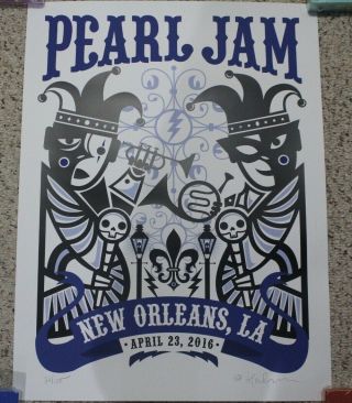 Pearl Jam Poster Orleans,  La 4/23/2016 Don Pendleton A/e S&n/100 Jazz Fest