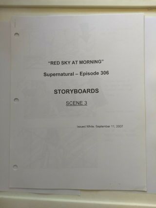 Rare Supernatural Cast & Crew Storyboards Episode 306,  Scene 3