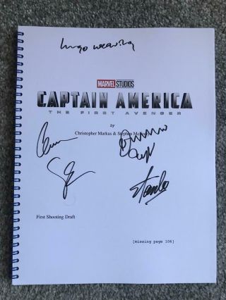 Captain America The First Avenger Signed Script Chris Evans/stan Lee