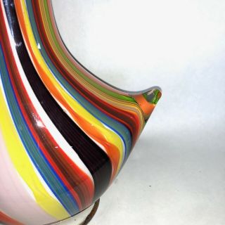Murano Designer Hand Blown Glass Sculpture Large Vase Art Multi Color Italy Rare 2
