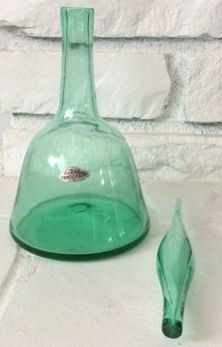 Lovely VTG BLENKO GLASS Green Decanter,  Flame Stopper,  Possibly WAYNE HUSTED 5
