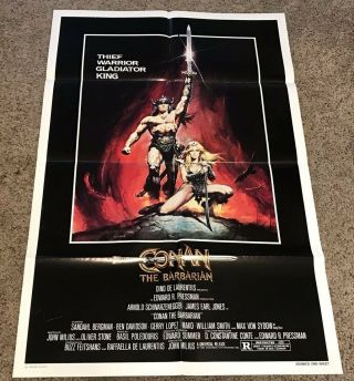 1982 Conan The Barbarian Movie Poster,  Folded,  27x41