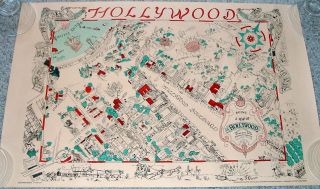 1926 Map Of Hollywood Rare Poster Reprint Signed Autographed By Harold W.  Grieve