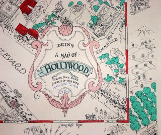 1926 MAP OF HOLLYWOOD RARE POSTER REPRINT SIGNED AUTOGRAPHED BY HAROLD W.  GRIEVE 2