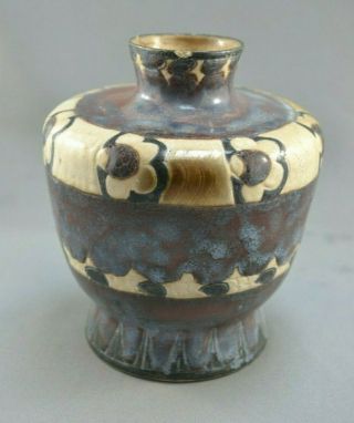 Unusual Antique Delft Holland,  Dutch Art Deco Pottery Vase -
