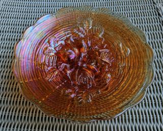 Northwood Rose Show Antique Carnival Glass Ruffled Plate Bowl Marigold Estate