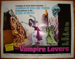 The Vampire Lovers - Horror - Hammer - R.  W.  Baker - Ingrid Pitt - Half Sheet (22x28 Inch)