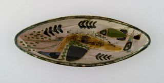 Astrid Tjalk For Kähler: Oblong Unique Dish In Pottery.  1960s