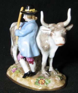 A German Meissen Porcelain Figurine Of A Farmer With Cow Figure 2