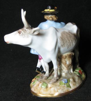 A German Meissen Porcelain Figurine Of A Farmer With Cow Figure 3