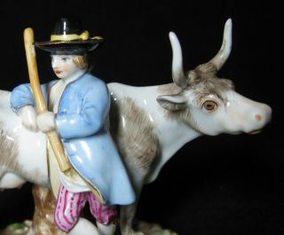 A German Meissen Porcelain Figurine Of A Farmer With Cow Figure 6