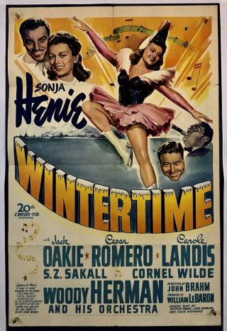 Wintertime Movie Poster (good) One Sheet 1943 Sonja Henie Jack Oakie 3411