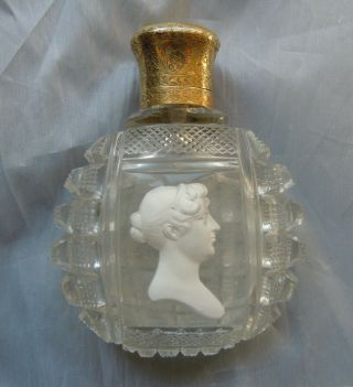 Apsley Pellatt Georgian Cut Crystal Glass Sulfide Perfume Scent Bottle