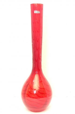 Waterford Evolution Crystal Stem Vase 18 " Large Tall Red Amber Art Glass W/ Tags