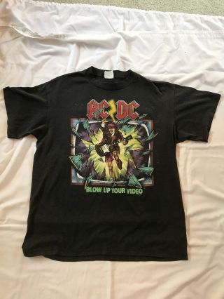 Ac Dc Blow Up Your Video Concert Tour 1988 Authentic T - Shirt