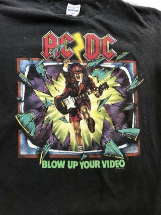 AC DC Blow Up Your Video Concert Tour 1988 Authentic T - Shirt 3