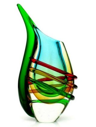 Massive Murano Sommerso Art Glass Vase Outer Strapping Luigi Onesto Formia