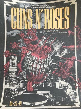 Guns N’ Roses Lithograph Poster Oklaholma 2019