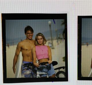 Nicole Eggert & Kelly Slater Baywatch Rare Vintage 2.  25 " X 2.  25 " Transparency