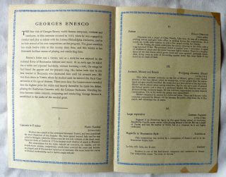 Vintage SIGNED Concert Program - GEORGE ENESCO - Classical Violin - 1939 3