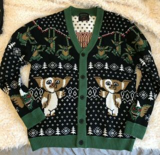 Gremlins Gizmo Stripe,  Limited Edition Christmas Cardigan Sweater,  Adult Xl