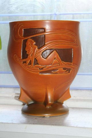 Art Deco Roseville Pottery Nude Silhouette Vase 763 - 8 " Vintage 1920s