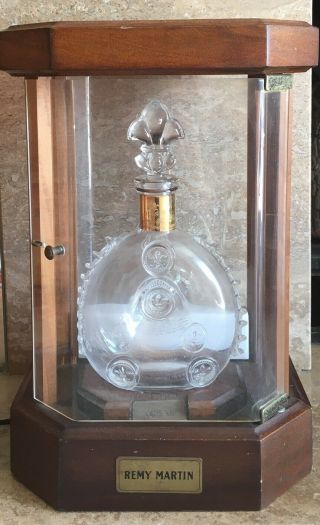 Louis XIII Remy Martin Cognac Baccarat Crystal Bottle Display Wooden Case 8