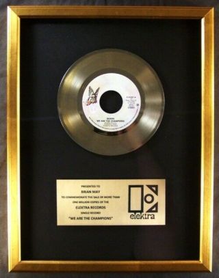 Queen We Are The Champions 45 Gold Non Riaa Record Award Elektra Records